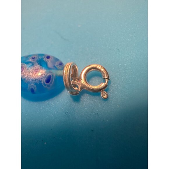 Italian Millefiori Art Glass Necklace with Sterling Silver Beads - Picture 3 of 4